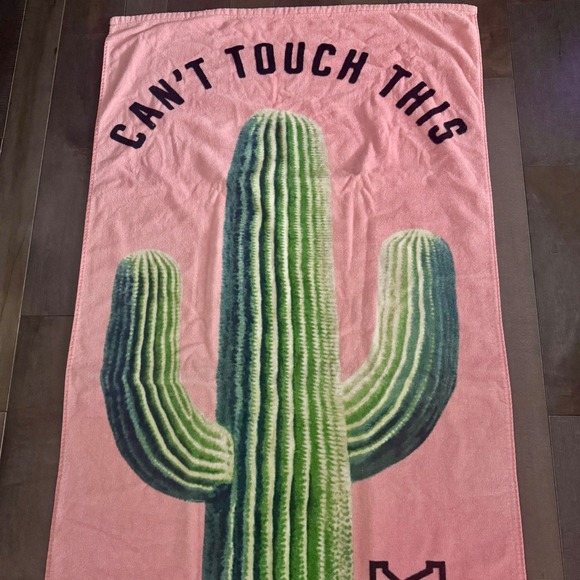 Victoria's Secret PINK Cactus Beach Towel Cant Touch This Pink Cotton 28x58 - Picture 5 of 8